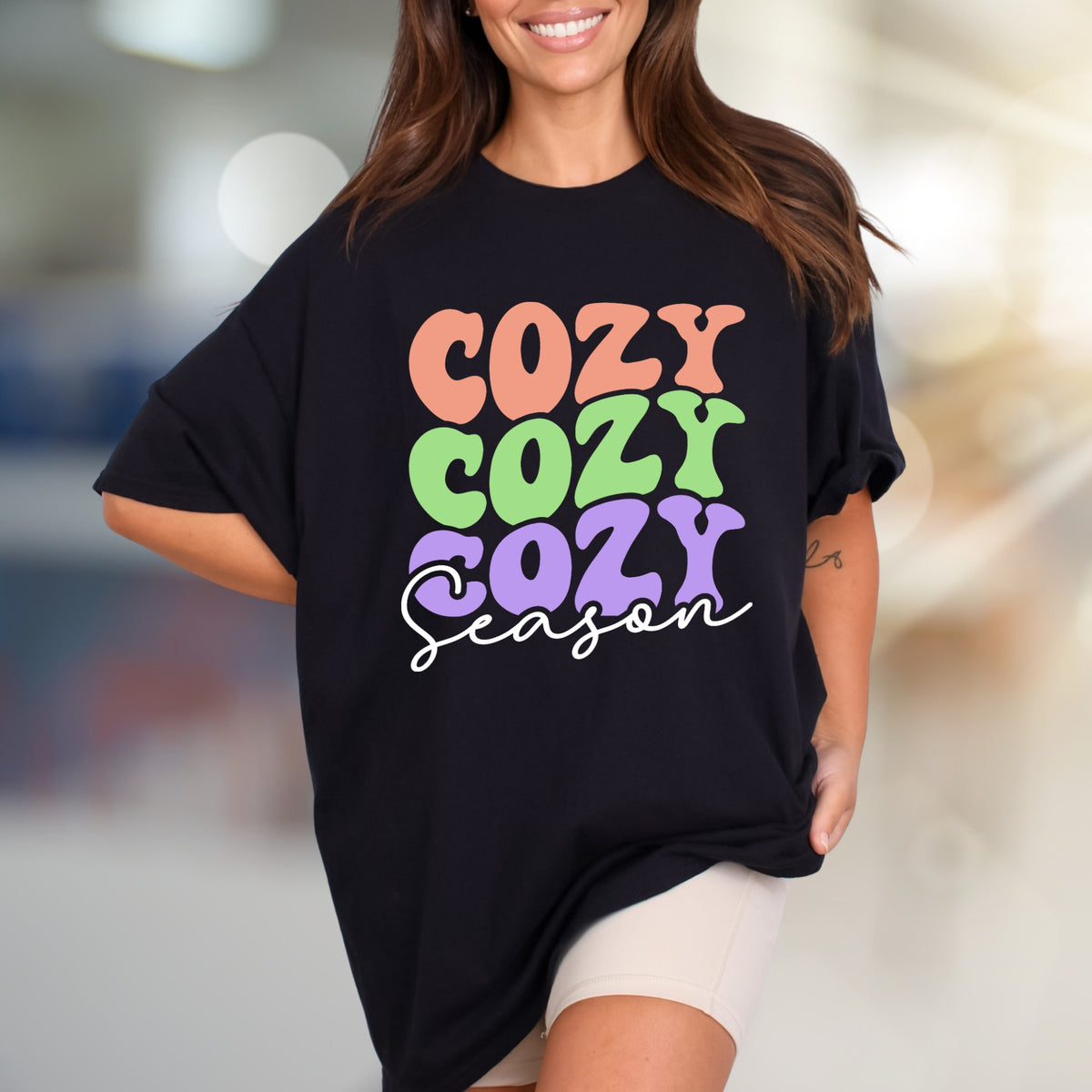 "Cozy Cozy Cozy Season" Retro Groovy Graphic Tee, a Comfort-First Unisex Pick