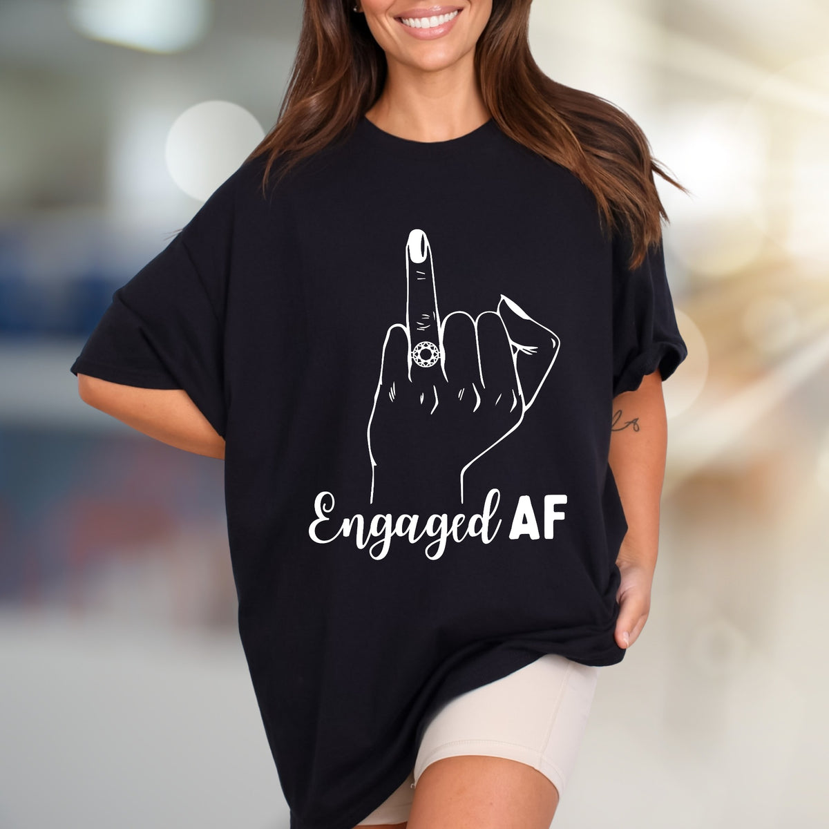 "Engaged AF" Funny Engagement Graphic Tee, a Celebration Pick for Brides-to-Be
