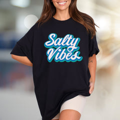 "Salty Vibes" Retro Summer Graphic Tee, a Beachy Pick for Free Spirits