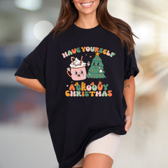 "Have Yourself a Groovy Christmas" Retro Holiday Graphic Tee, a Funky Festive Pick for Everyone