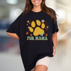 "Fur Mama" Retro Paw Print Graphic Tee, a Pet Lover's Bohemian Pick