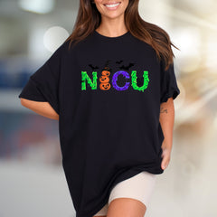 "NICU" Spooky Halloween Graphic Tee, a Festive Wardrobe Pick for Healthcare Heroes