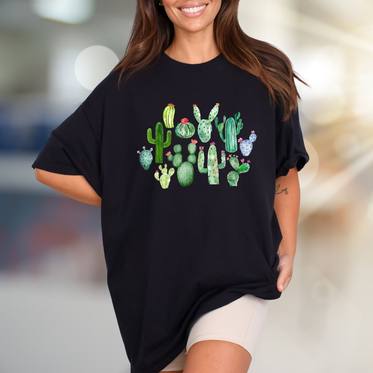 Desert Bloom Cactus Graphic Tee, A Botanical Pick for Nature Lovers