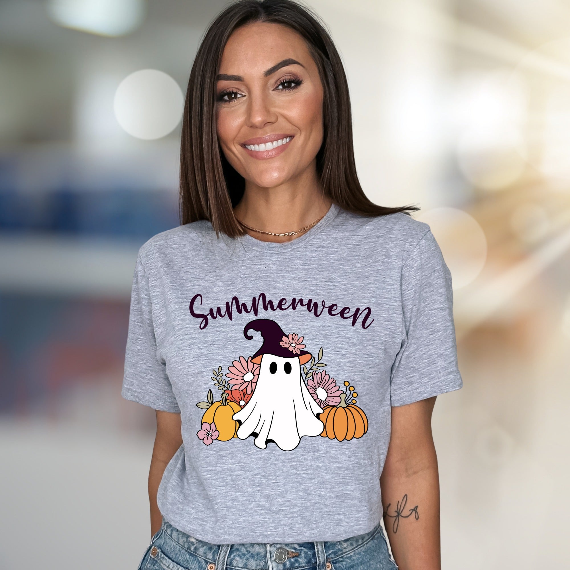 "Summerween" Spooky Cute Ghost Graphic Tee, a Whimsical Autumn Pick for Halloween Lovers