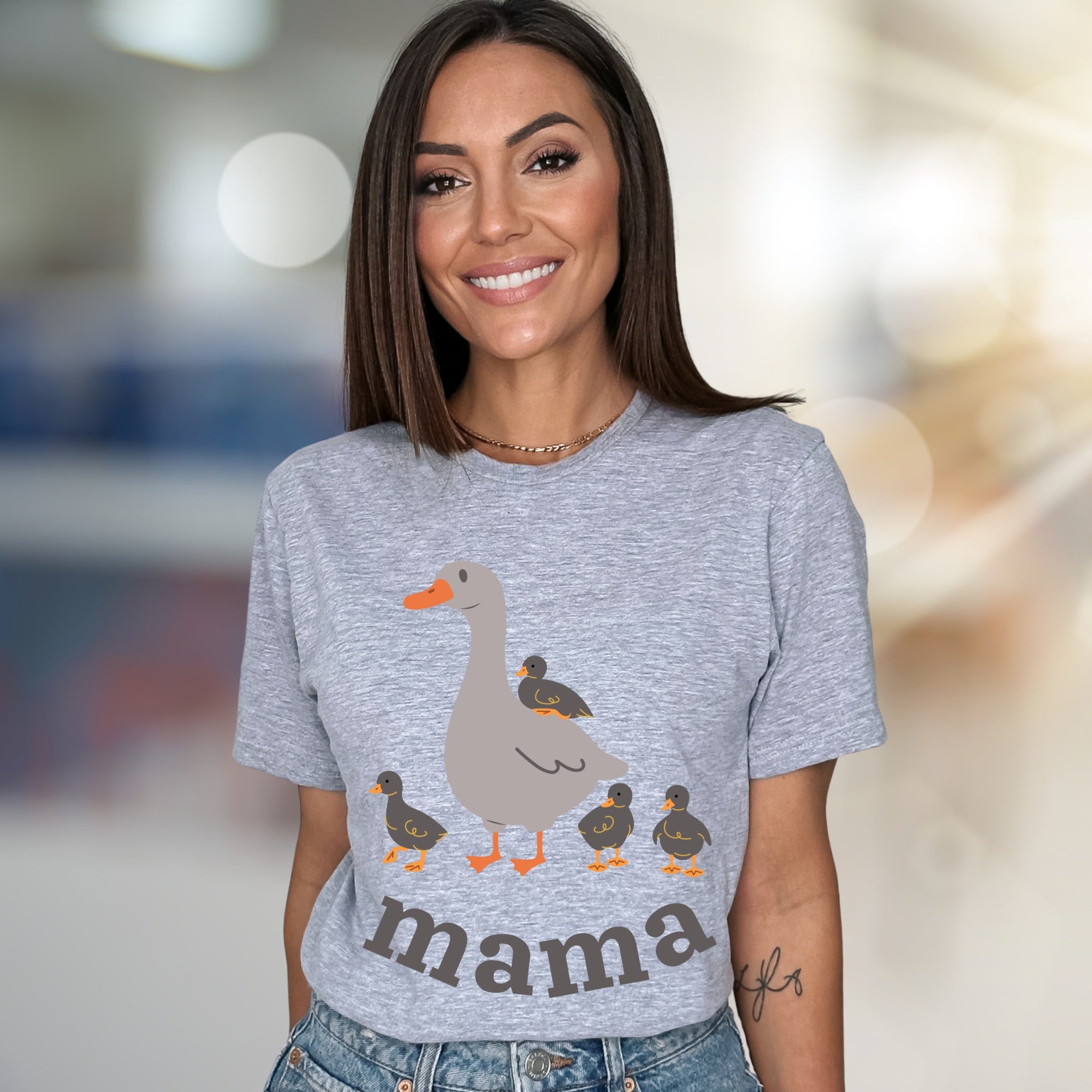 "Mama" Duck Family Graphic Tee, a Heartwarming Pick for Moms & Duck Lovers