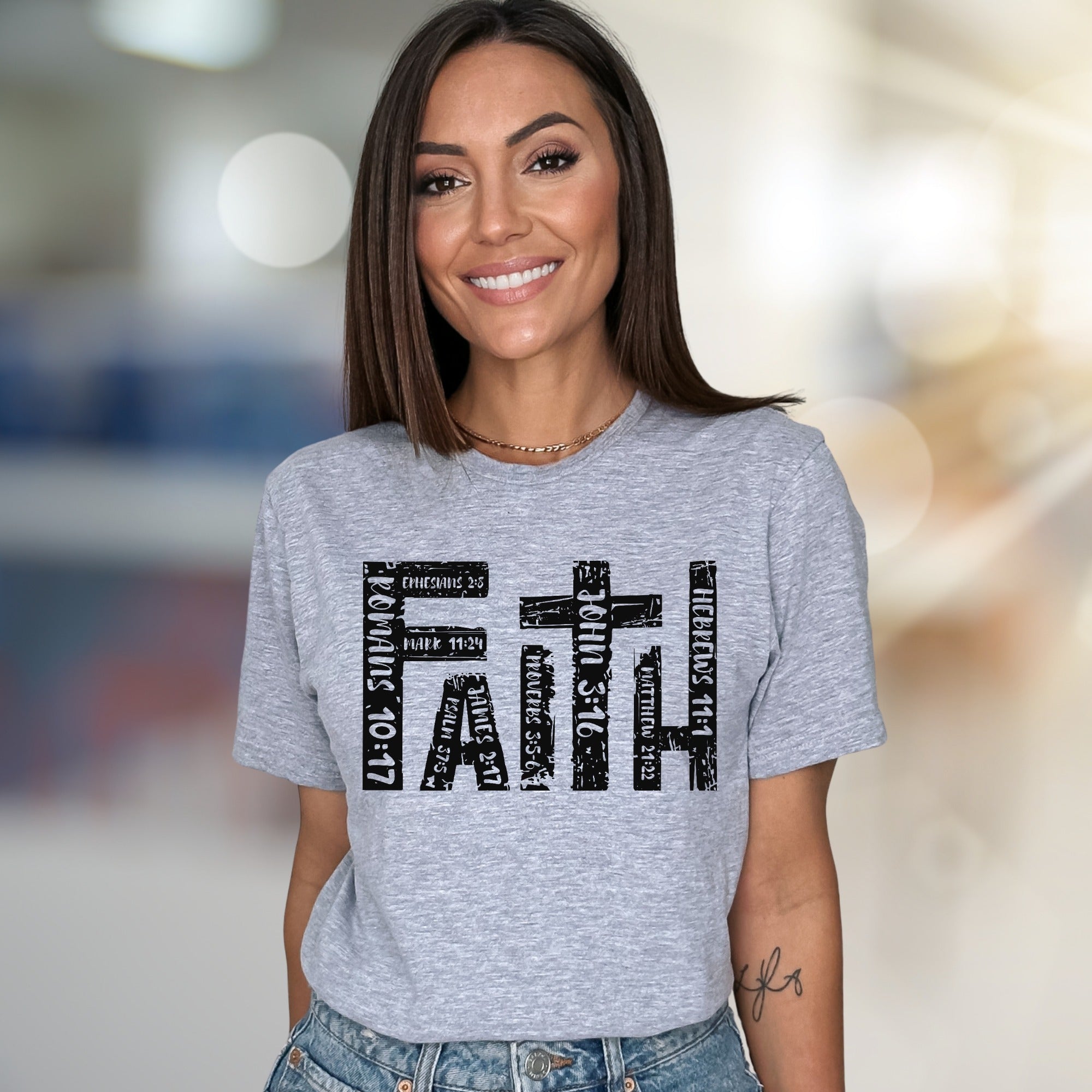 "FAITH" Scripture Verses Graphic Tee, a Christian Inspired Pick for Believers