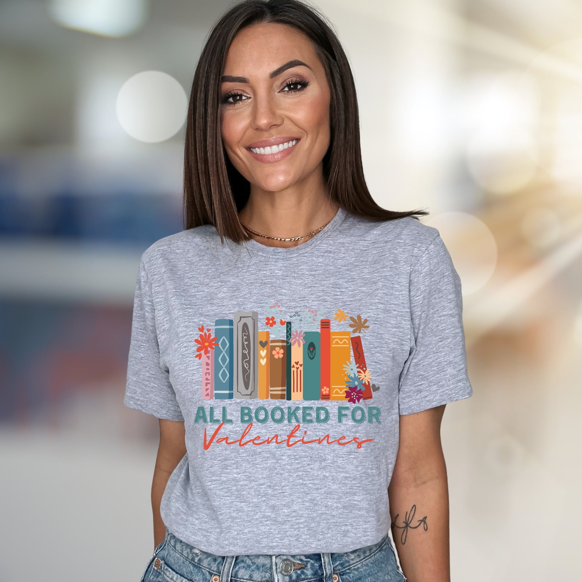 "ALL BOOKED FOR Valentines" Bookworm Graphic Tee, a Sweet Reader's Pick for Book Lovers