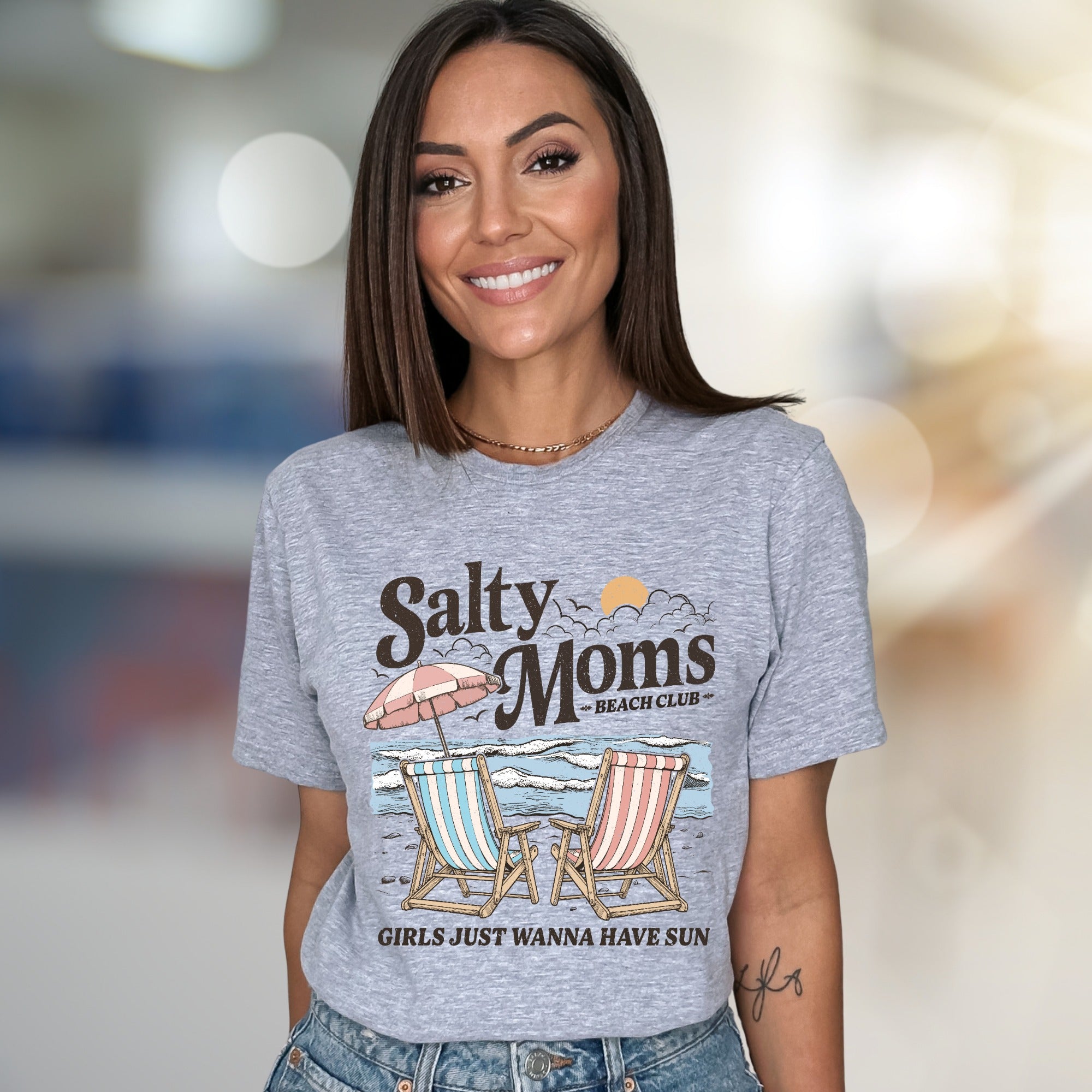 "Salty Moms Beach Club" Retro Graphic Tee, a Summer Niche Pick for Vacation Lovers