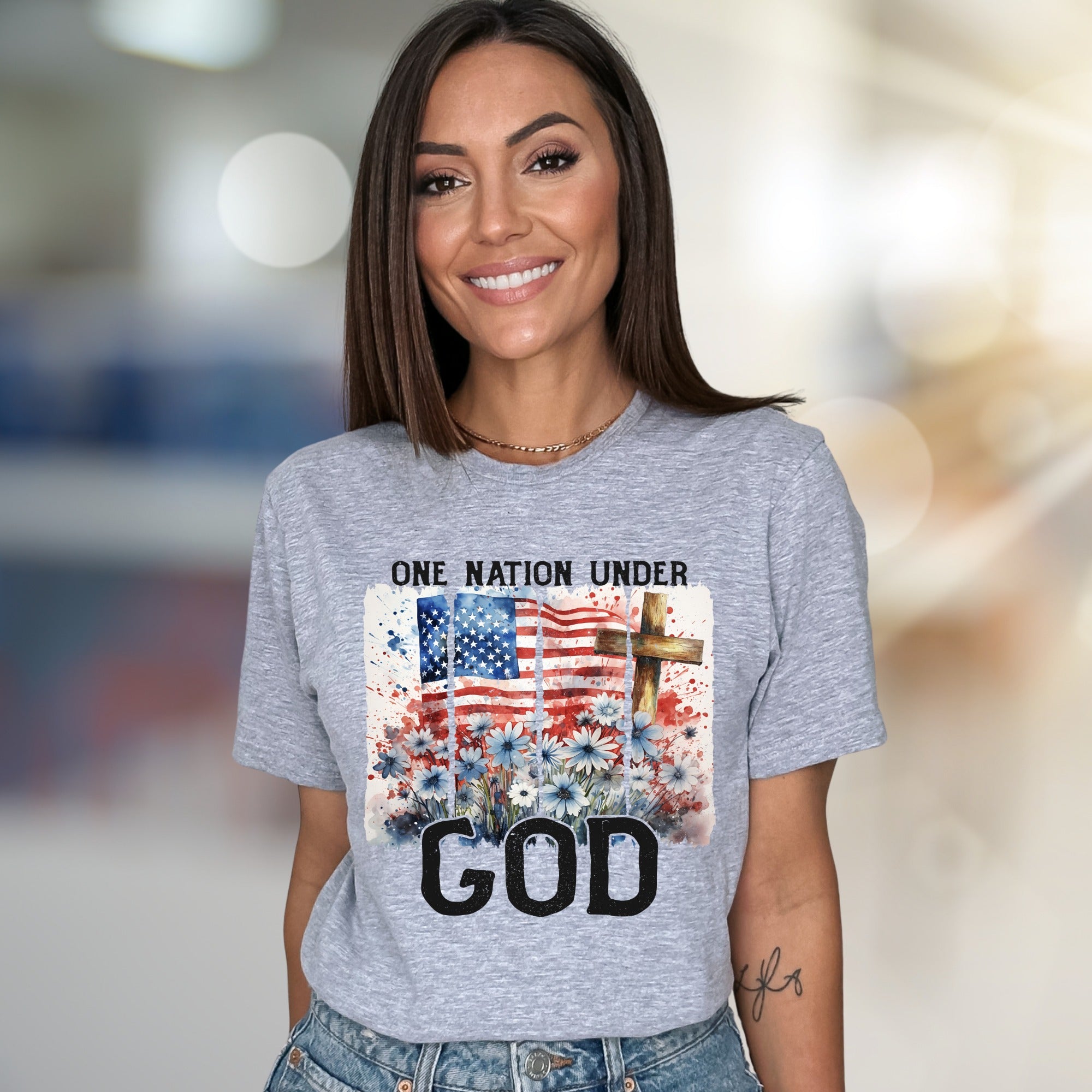 "ONE NATION UNDER GOD" American Flag Graphic Tee, a Patriotic Faith Pick for All