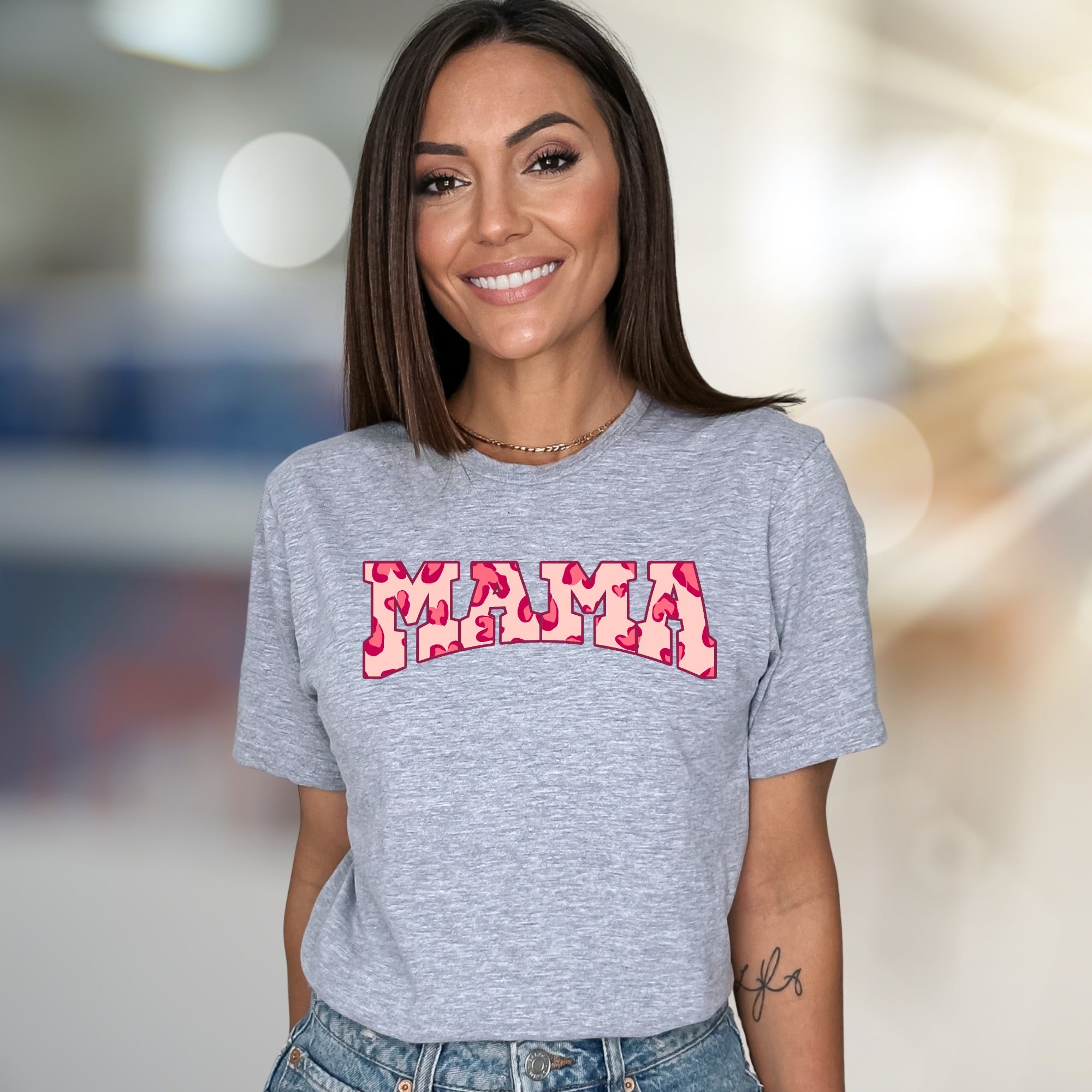 "MAMA" Pink Camo Lettering Graphic Tee, a Loving Pick for Moms