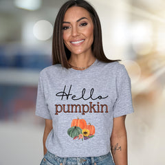 "Hello Pumpkin" Autumn Harvest Graphic Tee, a Cozy Fall Pick for Everyone