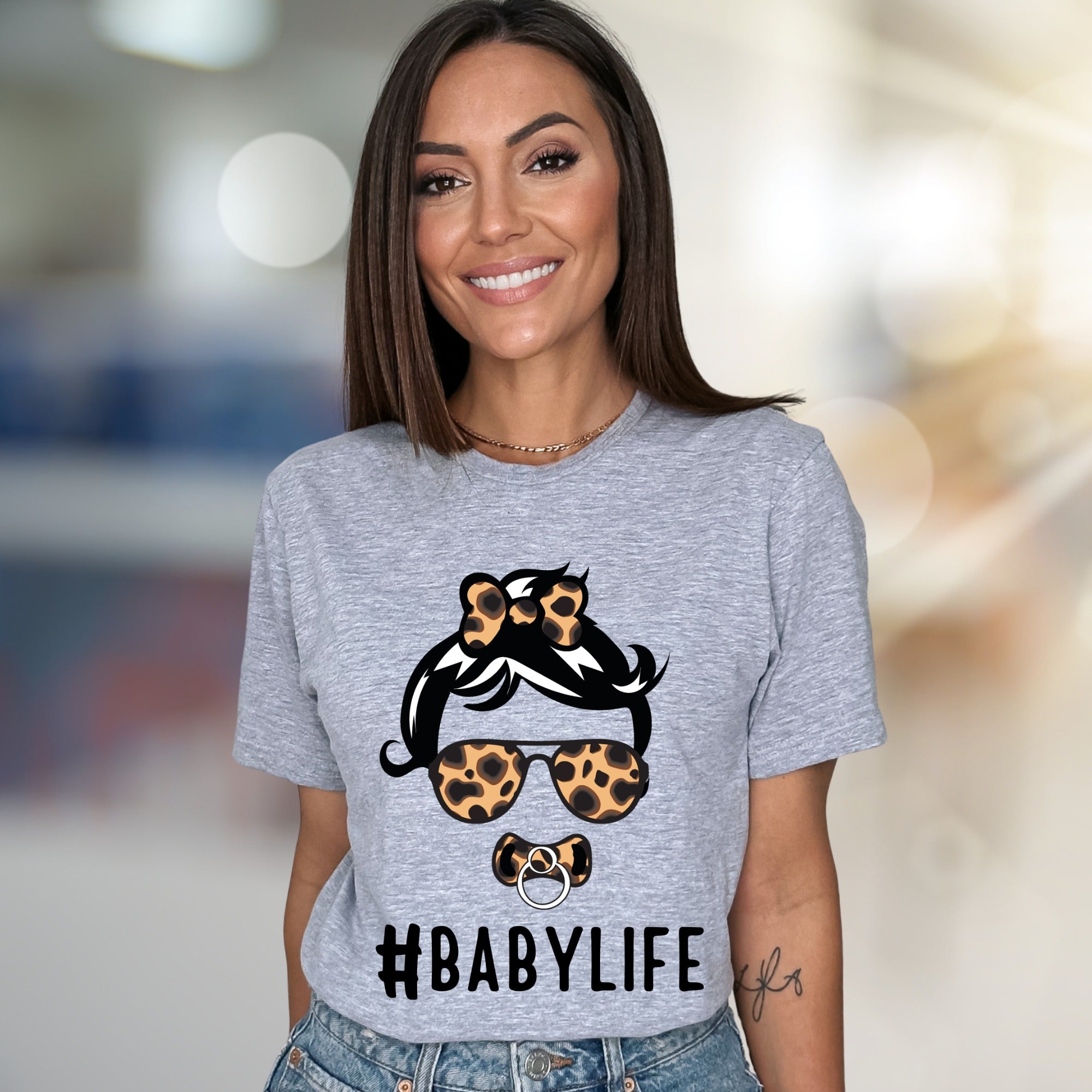 #BABYLIFE Leopard Mama Graphic Tee, a Trendy Mom Life Pick for New Parents