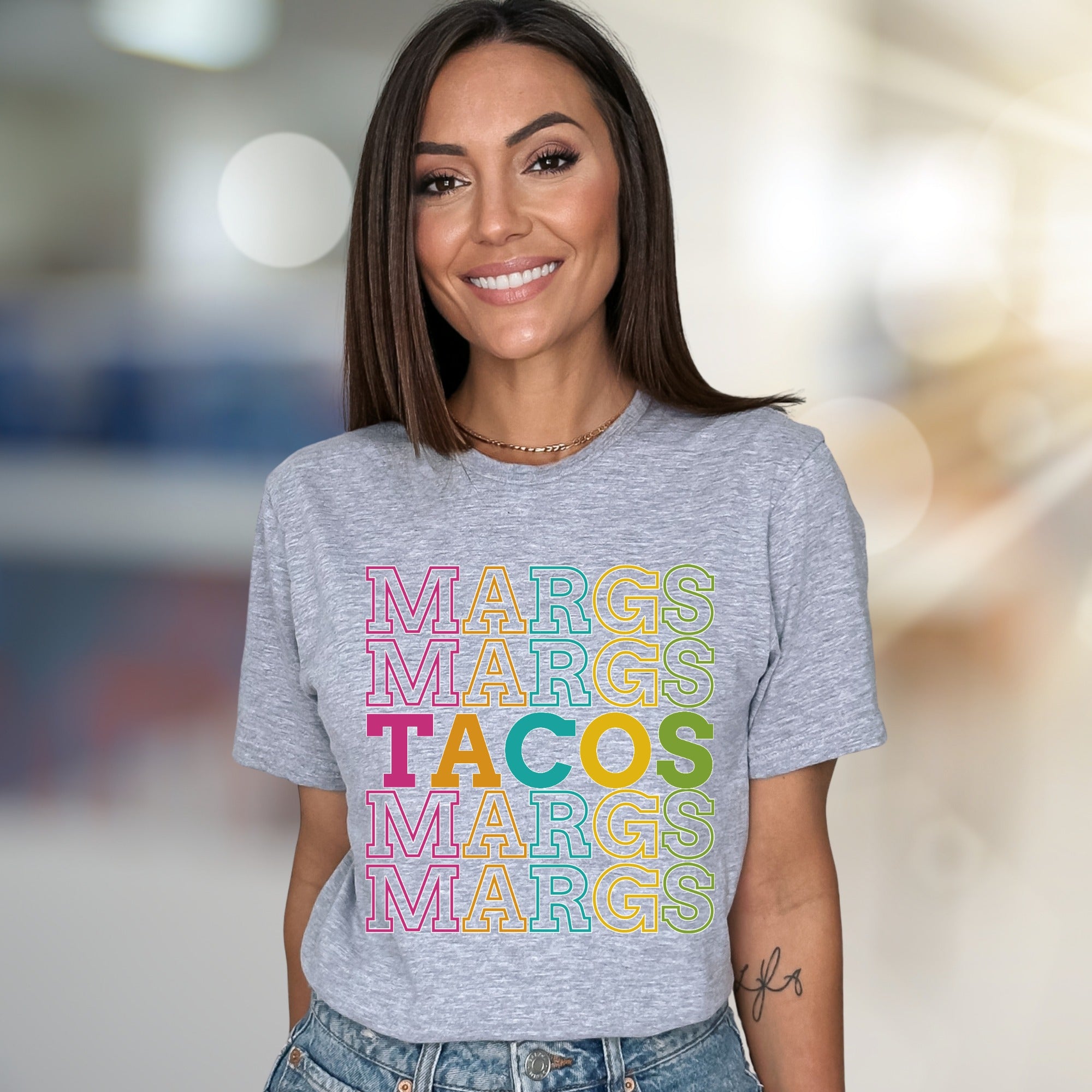 "MARGS TACOS" Retro Stacked Graphic Tee, a Fiesta Style Tee for Fun-Lovers