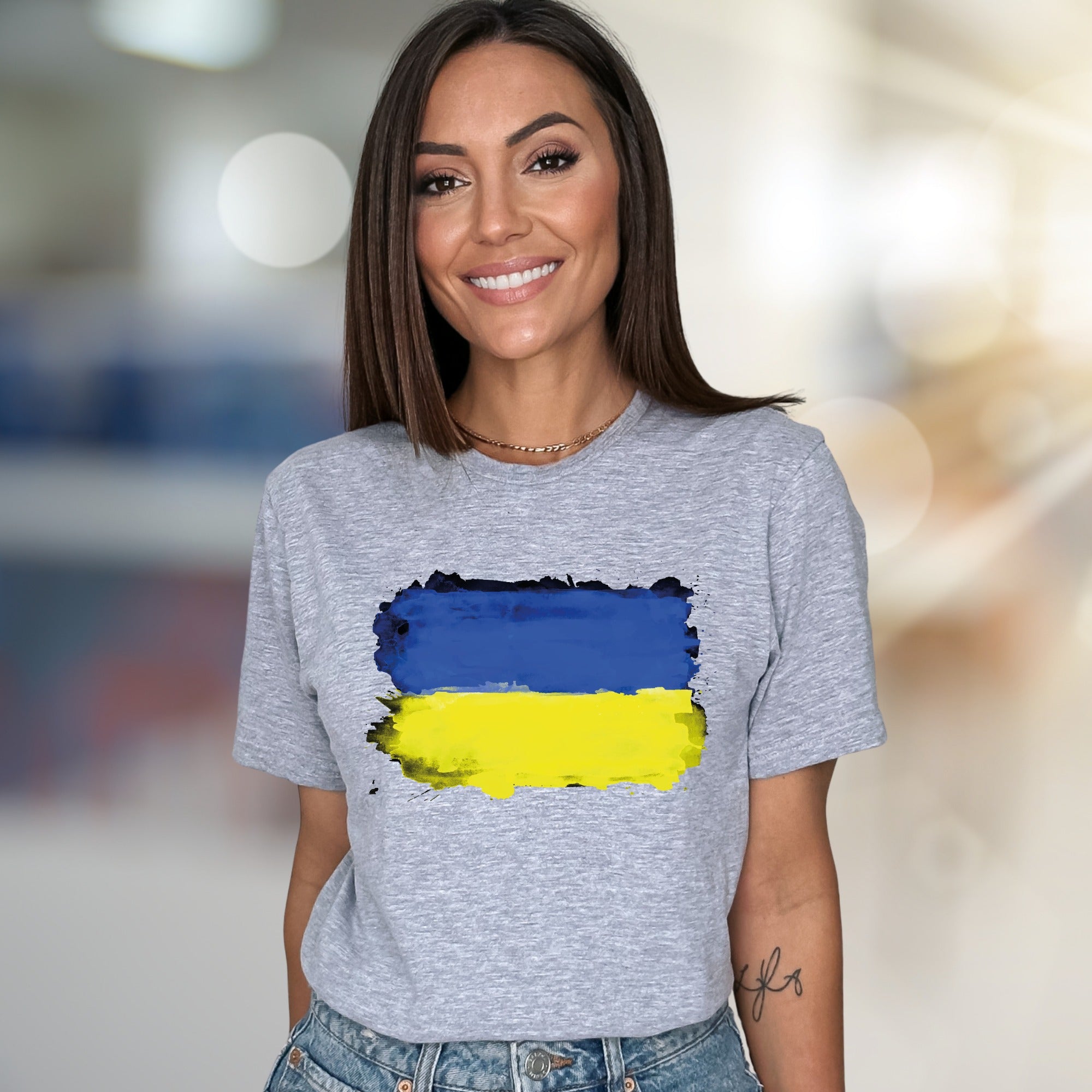 Abstract Ukraine Flag Graphic Tee, A Patriotic Statement for Supporters