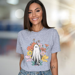 Floral Ghost Aesthetic Graphic Tee, a Whimsical Pick for Halloween & Beyond