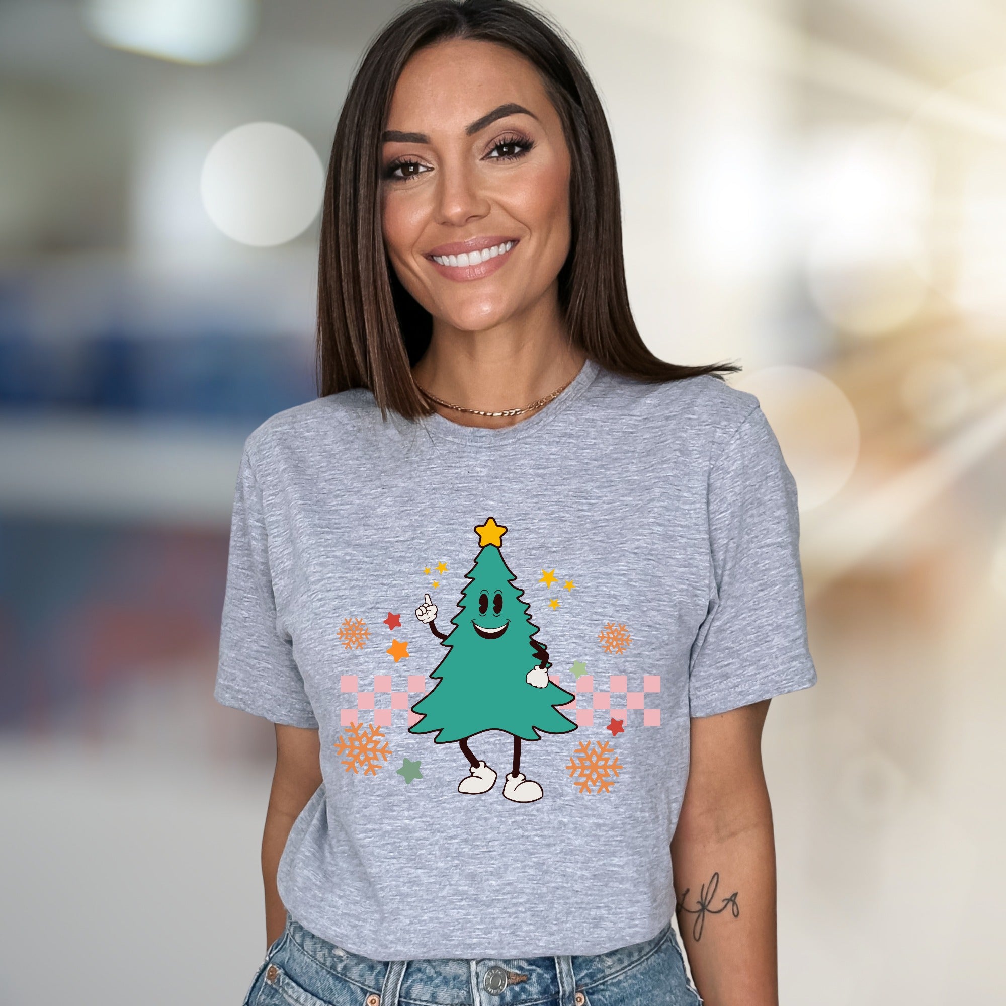 Retro Christmas Tree Graphic Tee, a Whimsical Holiday Pick for Fun-Lovers
