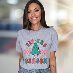 "Tis The Season" Retro Christmas Tree Graphic Tee, a Festive Holiday Pick for Enthusiasts