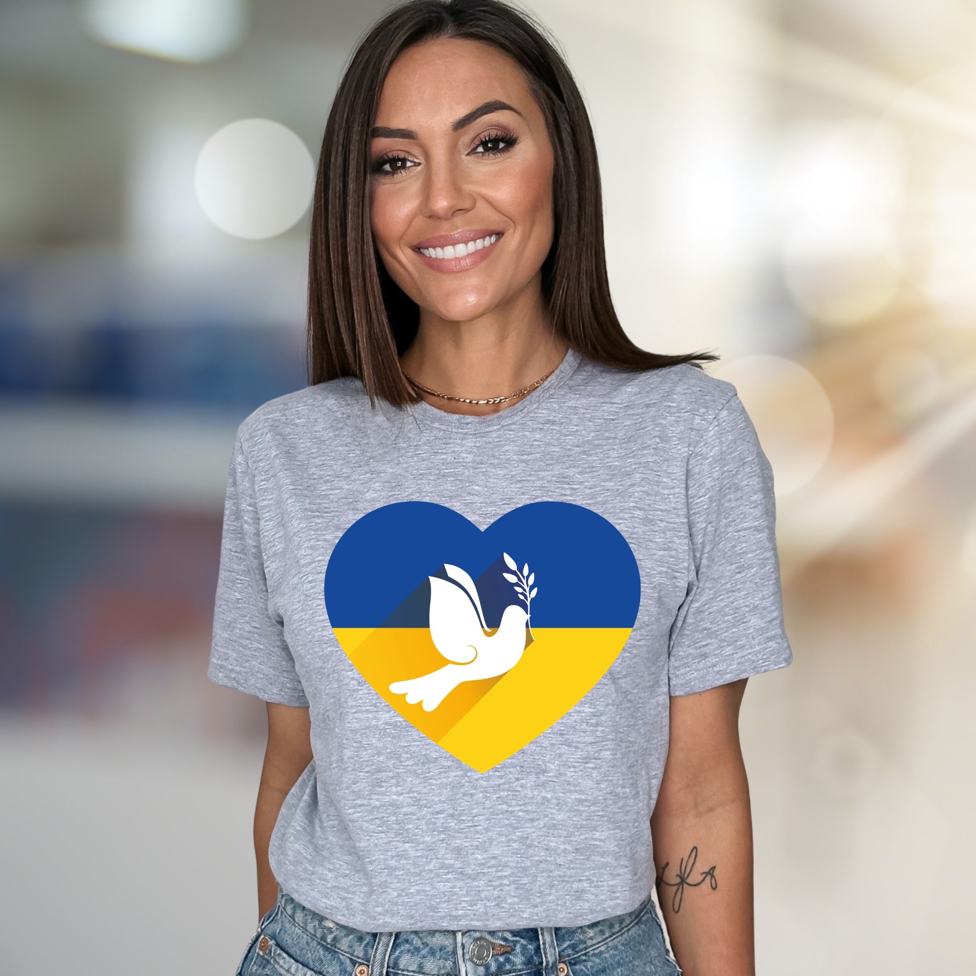 Heart Ukraine Flag Dove Tee, A Statement of Peace for Advocates