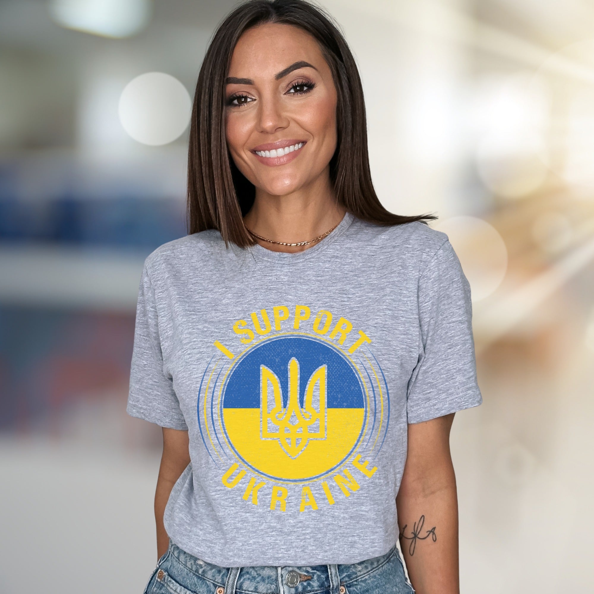 "I Support Ukraine" Emblem Graphic Tee, A Patriotic Statement for Advocates