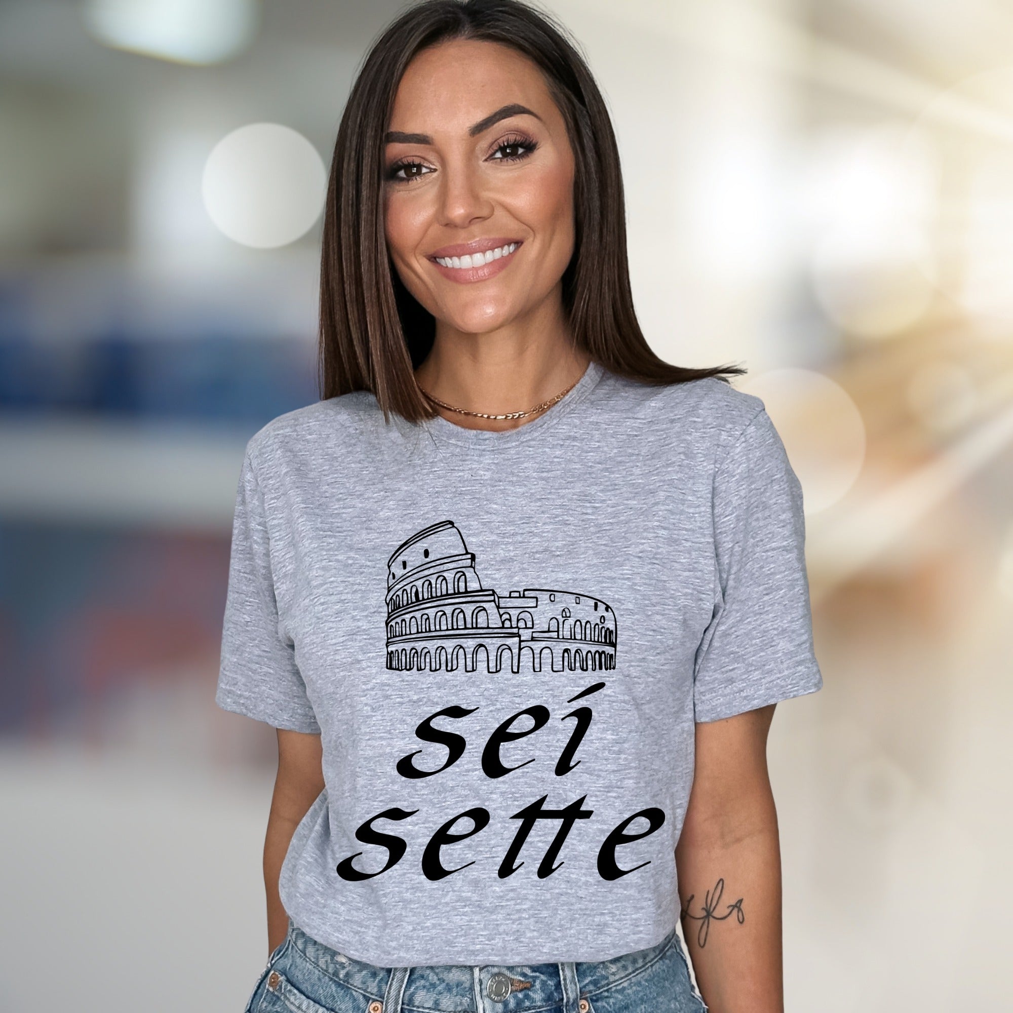 "Sei Sette" Colosseum Graphic Tee, a Roman Holiday Pick for Travel Enthusiasts