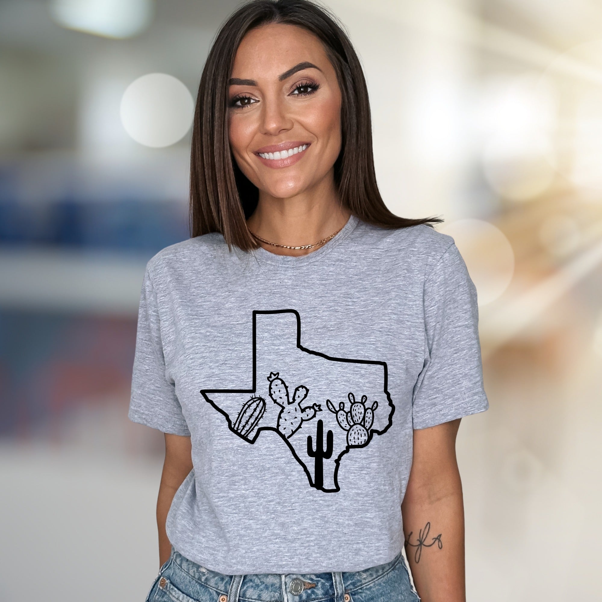 Texas Cactus Outline Graphic Tee, a Desert Chic Pick for State Pride Advocates