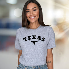 "TEXAS" Longhorn Graphic Tee, a Collegiate Style Pick for State Pride Enthusiasts