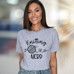 "Knitting NERD" Crafty Enthusiast Graphic Tee, a Hobbyist Pick for Makers