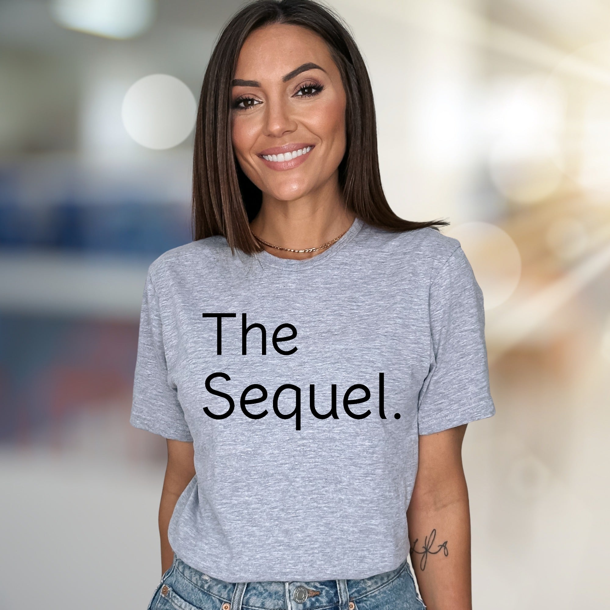 "The Sequel." Minimalist Text Graphic Tee, a Witty Pick for Movie Lovers