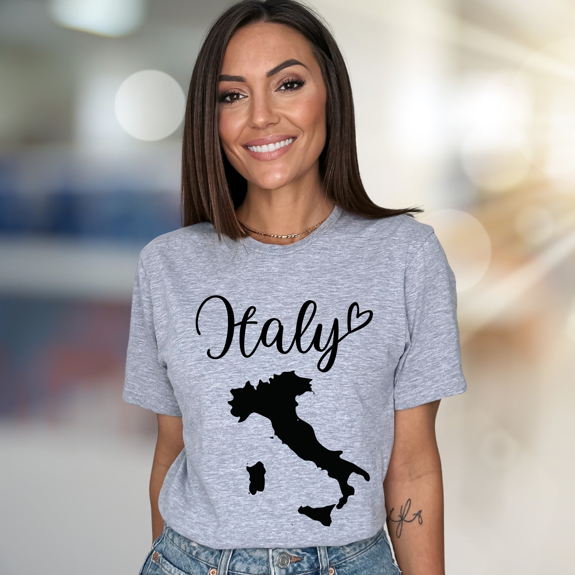 "Italy" Script Map Graphic Tee, a Wanderlust Pick for Globetrotters