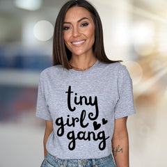 "Tiny Girl Gang" Cute Script Graphic Tee, a Fun Statement for Her