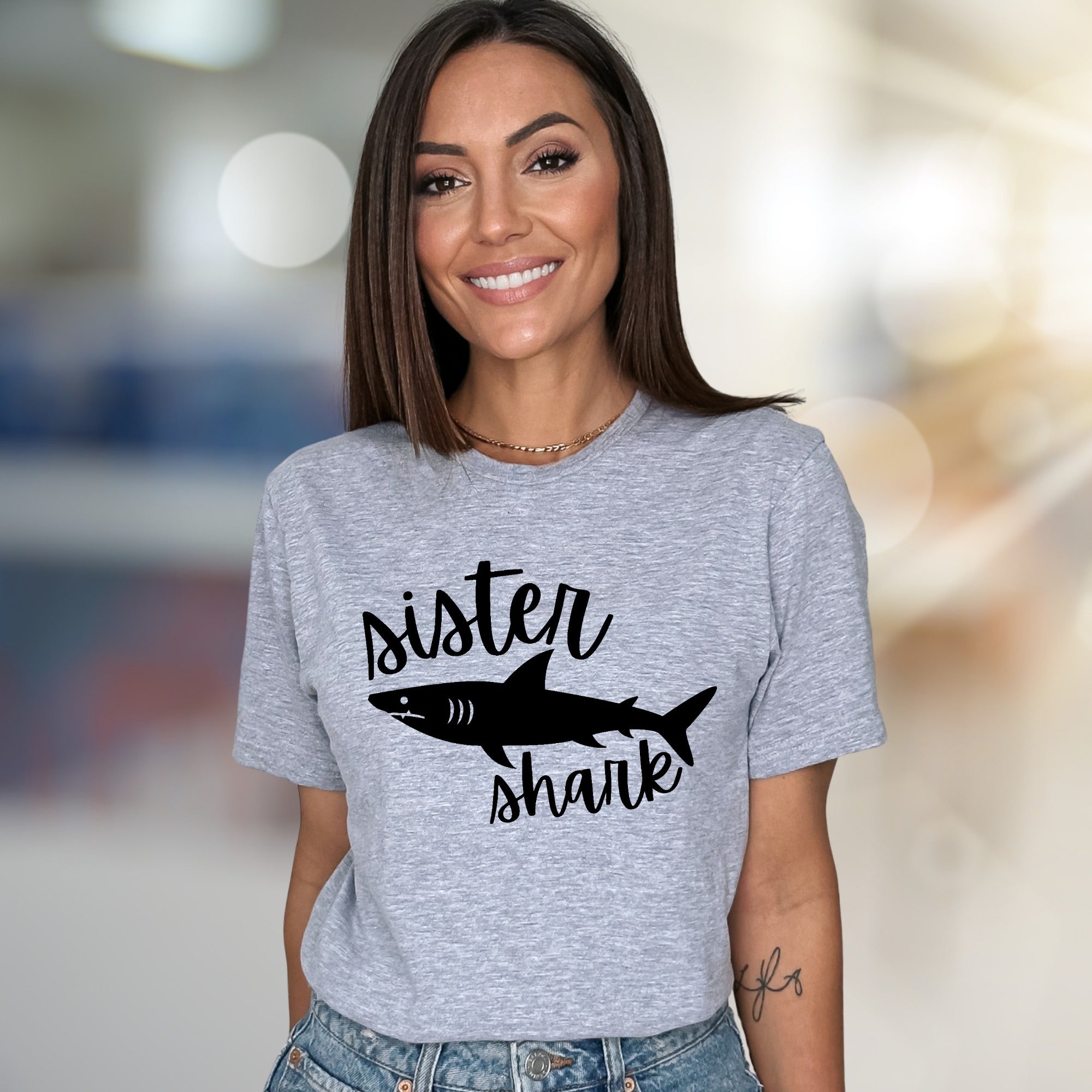 "Sister Shark" Family Fun Graphic Tee, a Playful Pick for Siblings