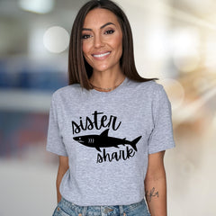 "Sister Shark" Family Fun Graphic Tee, a Playful Pick for Siblings