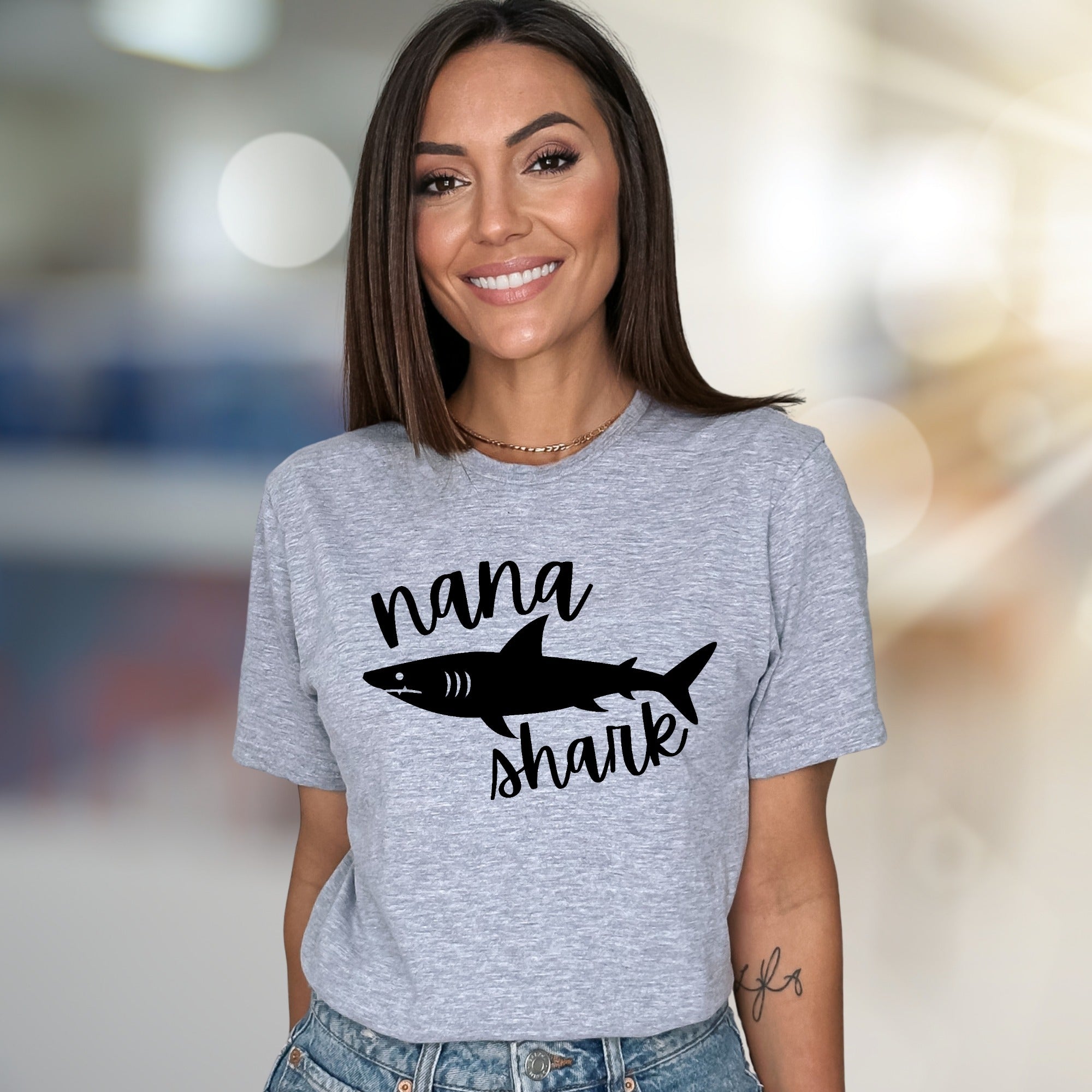 "Nana Shark" Family Fun Graphic Tee, a Heartfelt Pick for Grandmothers