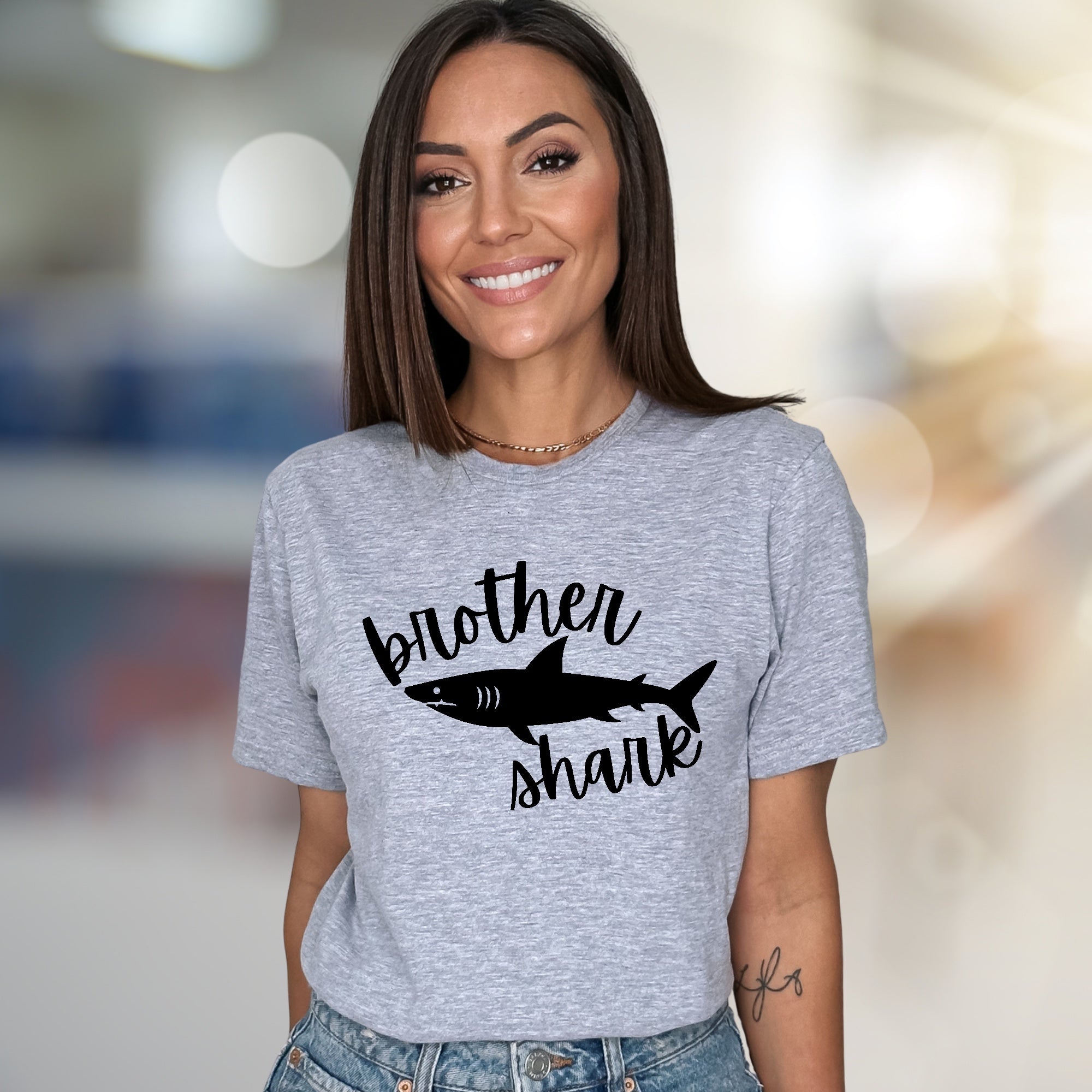 "Brother Shark" Wordplay Graphic Tee, a Family Fun Pick for Siblings