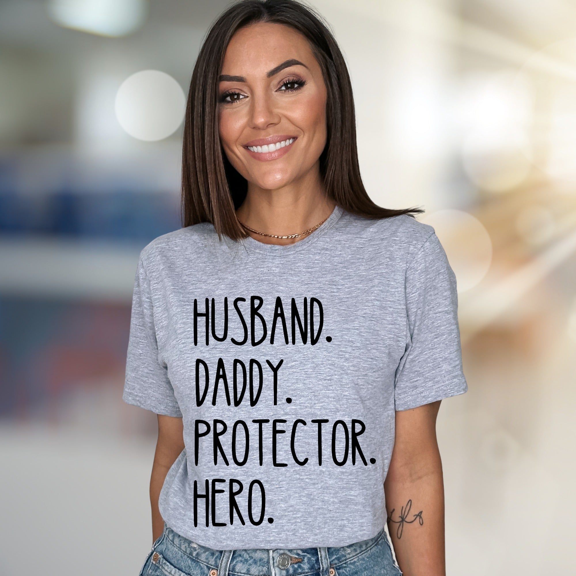 "Husband. Daddy. Protector. Hero." Father's Day Graphic Tee, a Family Love Pick for Dads