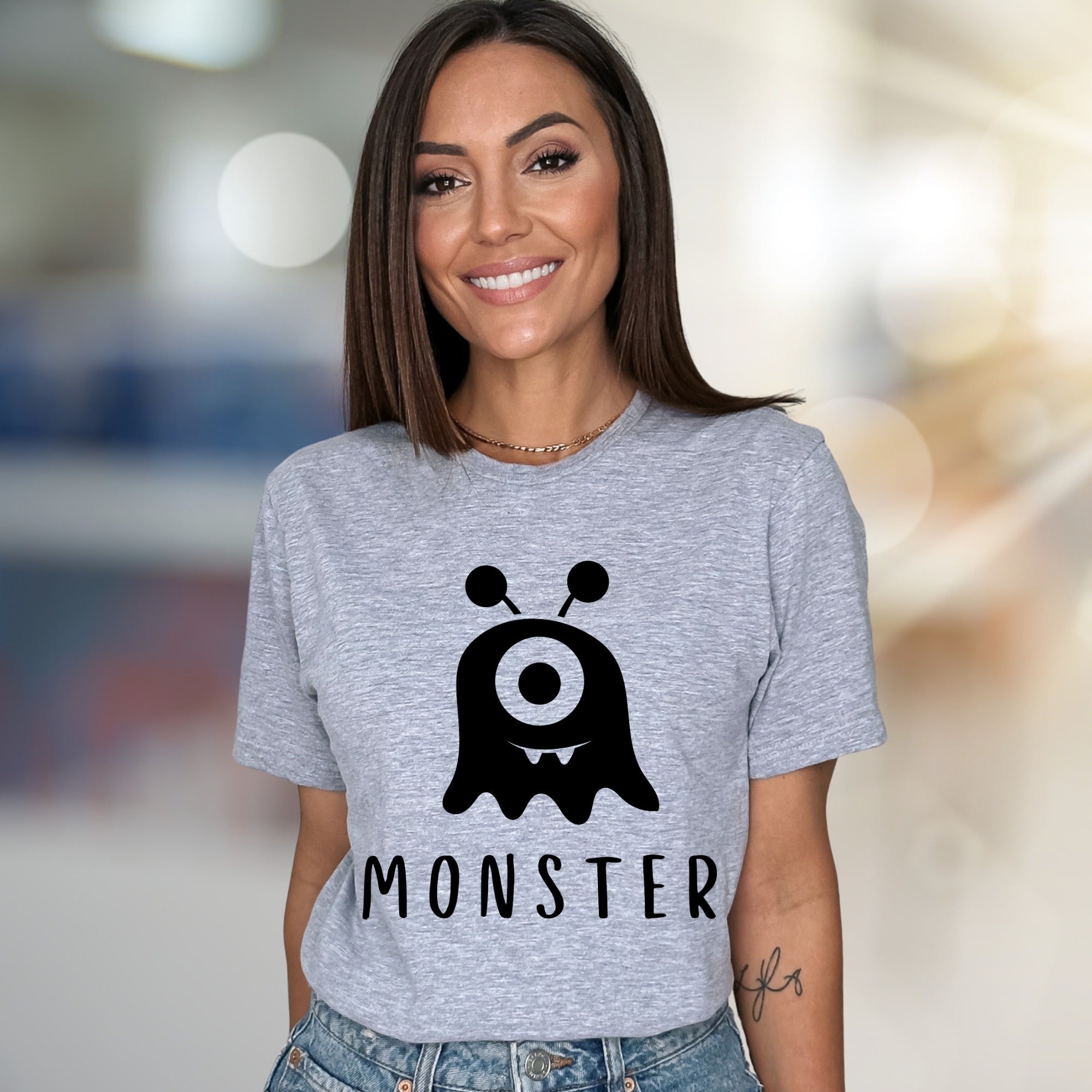 "MONSTER" Cute Spooky Graphic Tee, a Whimsical Pick for Halloween Enthusiasts