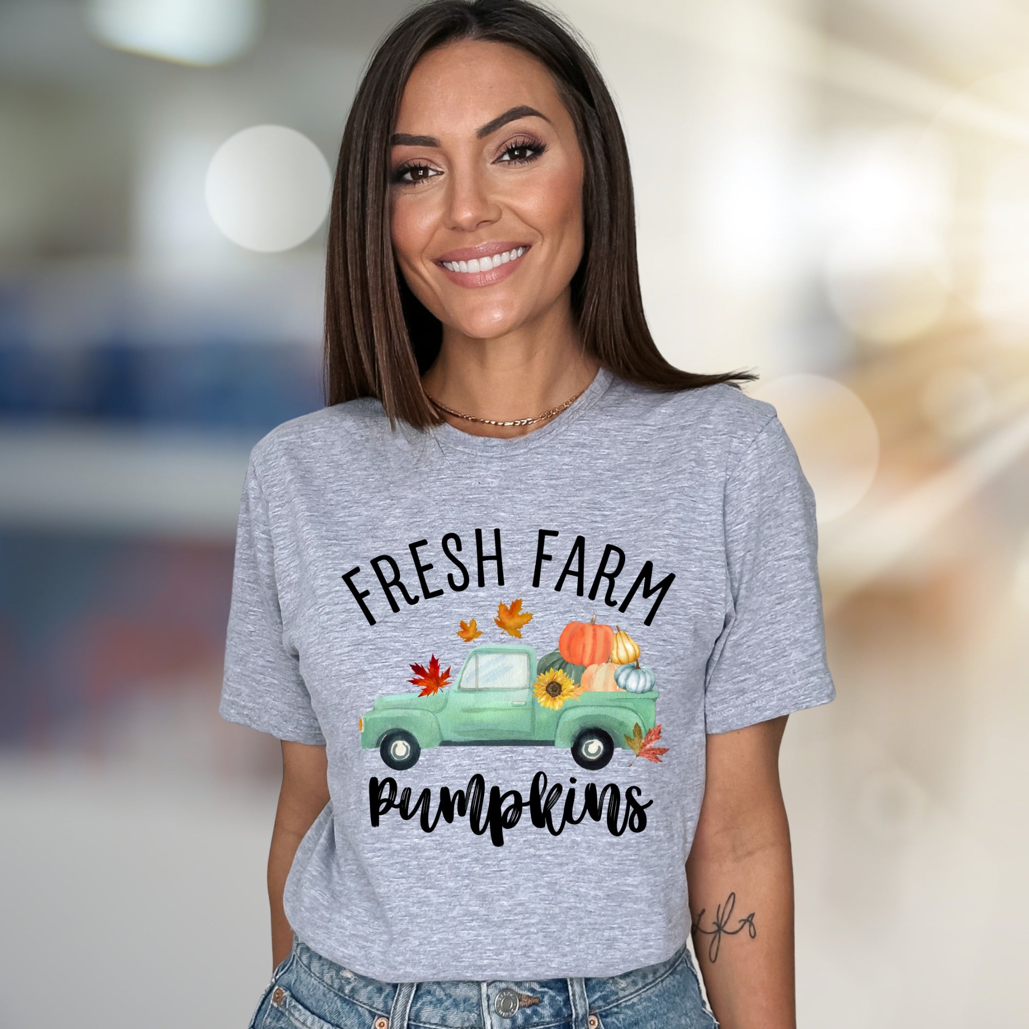 "Fresh Farm Pumpkins" Autumn Graphic Tee, a Rustic Pick for Fall Lovers