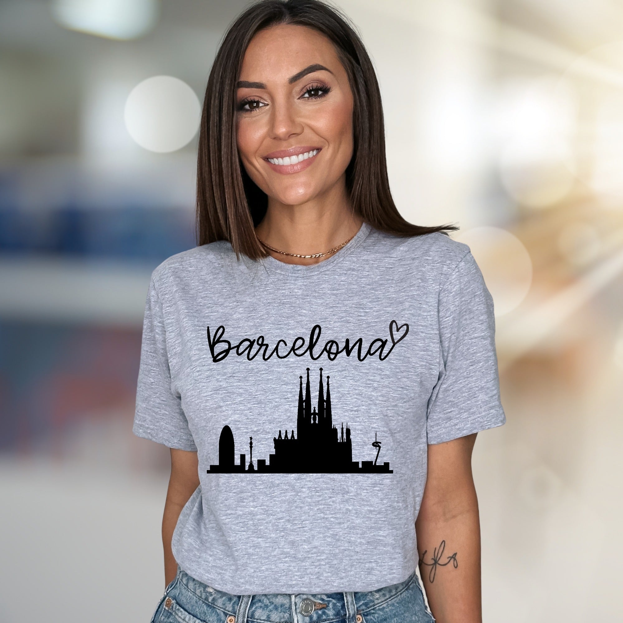 “Barcelona” Cityscape Graphic Tee, A Travel Enthusiast's Urban Pick