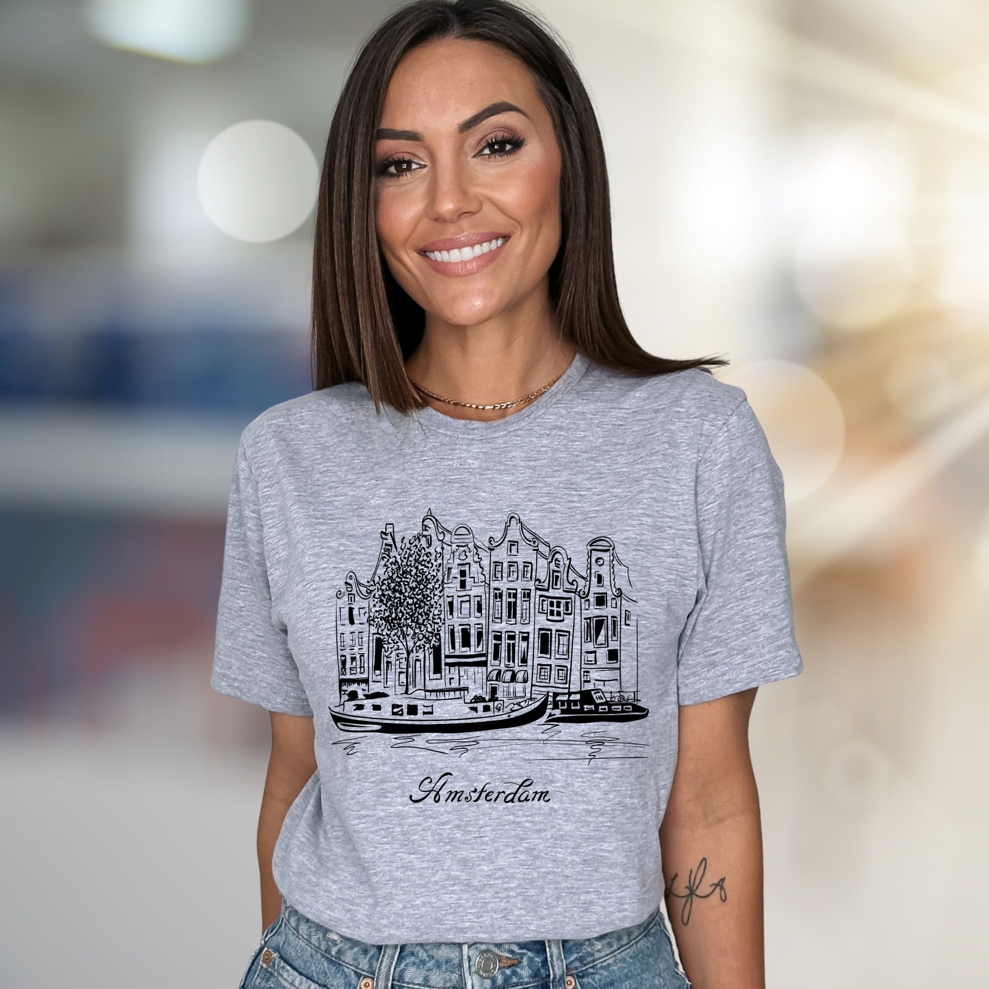 "Amsterdam" Canal City Graphic Tee, a Travel Souvenir Pick for Wanderers