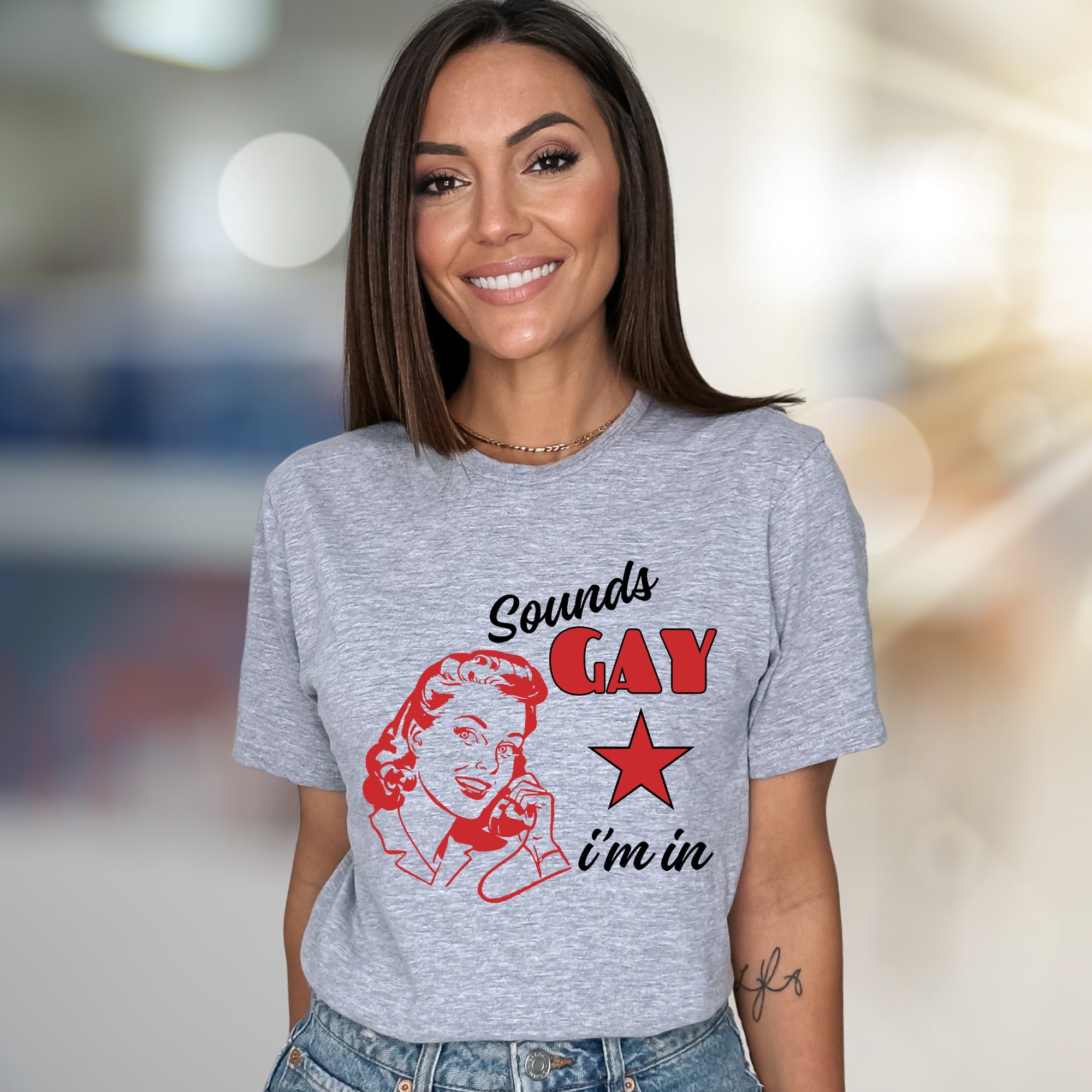 "Sounds Gay, I'm In" Retro Graphic Tee, a Quirky Pick for Activists