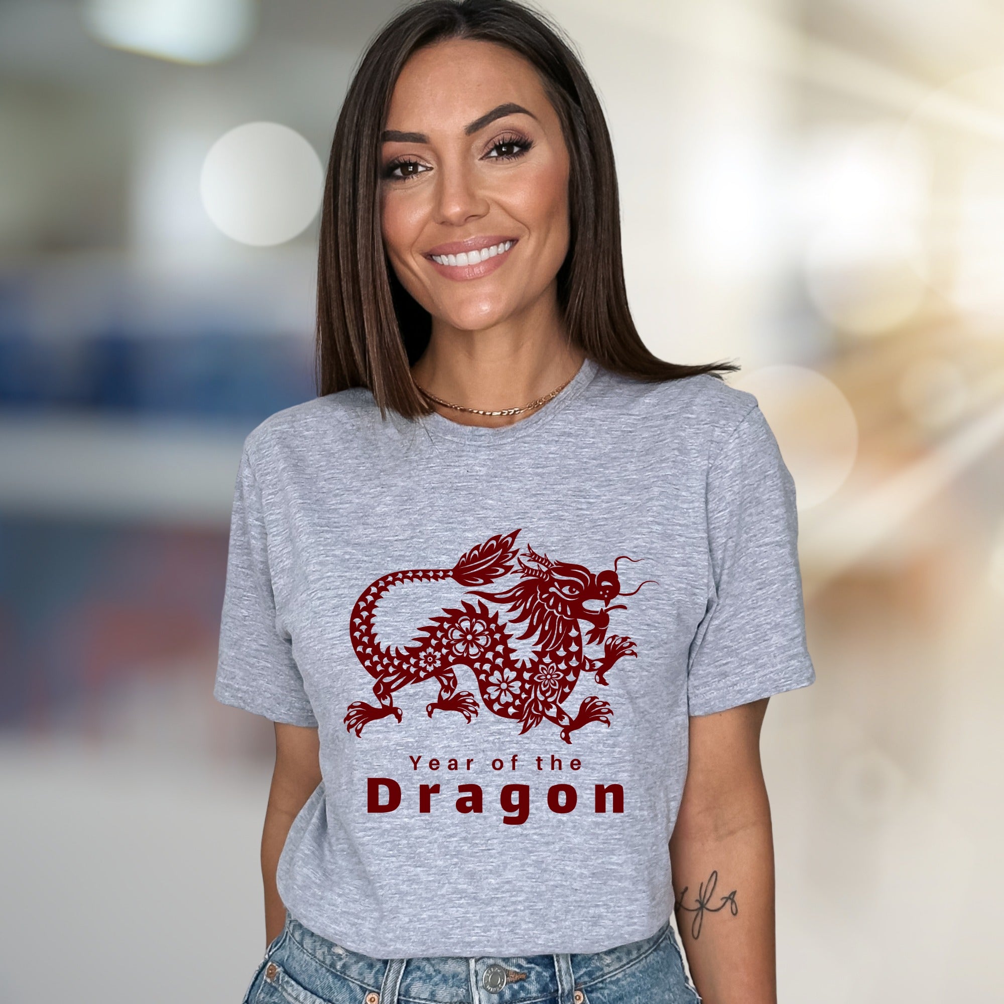 "Year of the Dragon" Folk Graphic Tee, an Empowering Asian Zodiac Pick for Enthusiasts