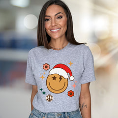 Retro Christmas Smiley Face Festive Graphic Tee, a Holiday Vibe Pick for Everyone
