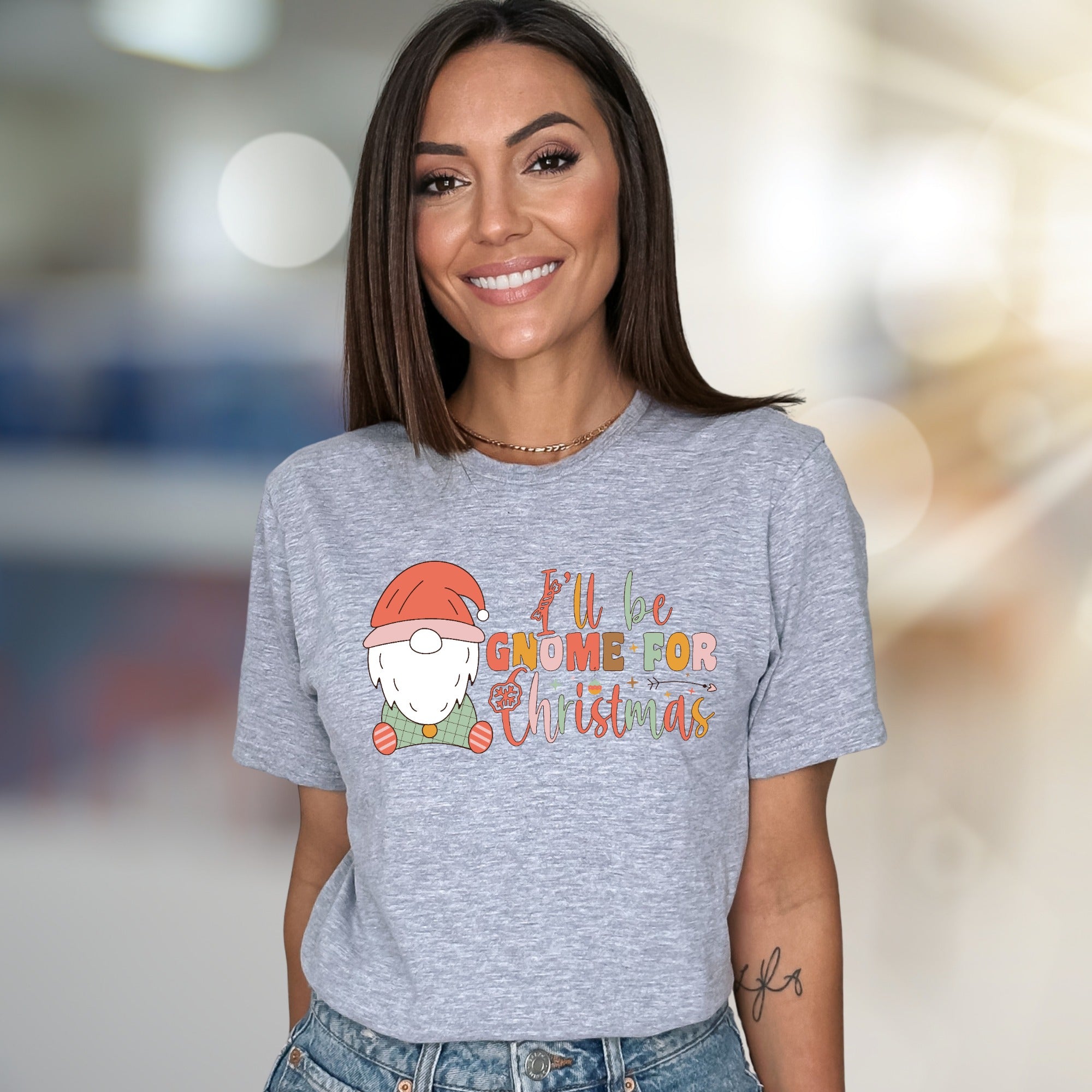"I'll be Gnome For Christmas" Festive Gnome Graphic Tee, a Holiday Pick for Everyone