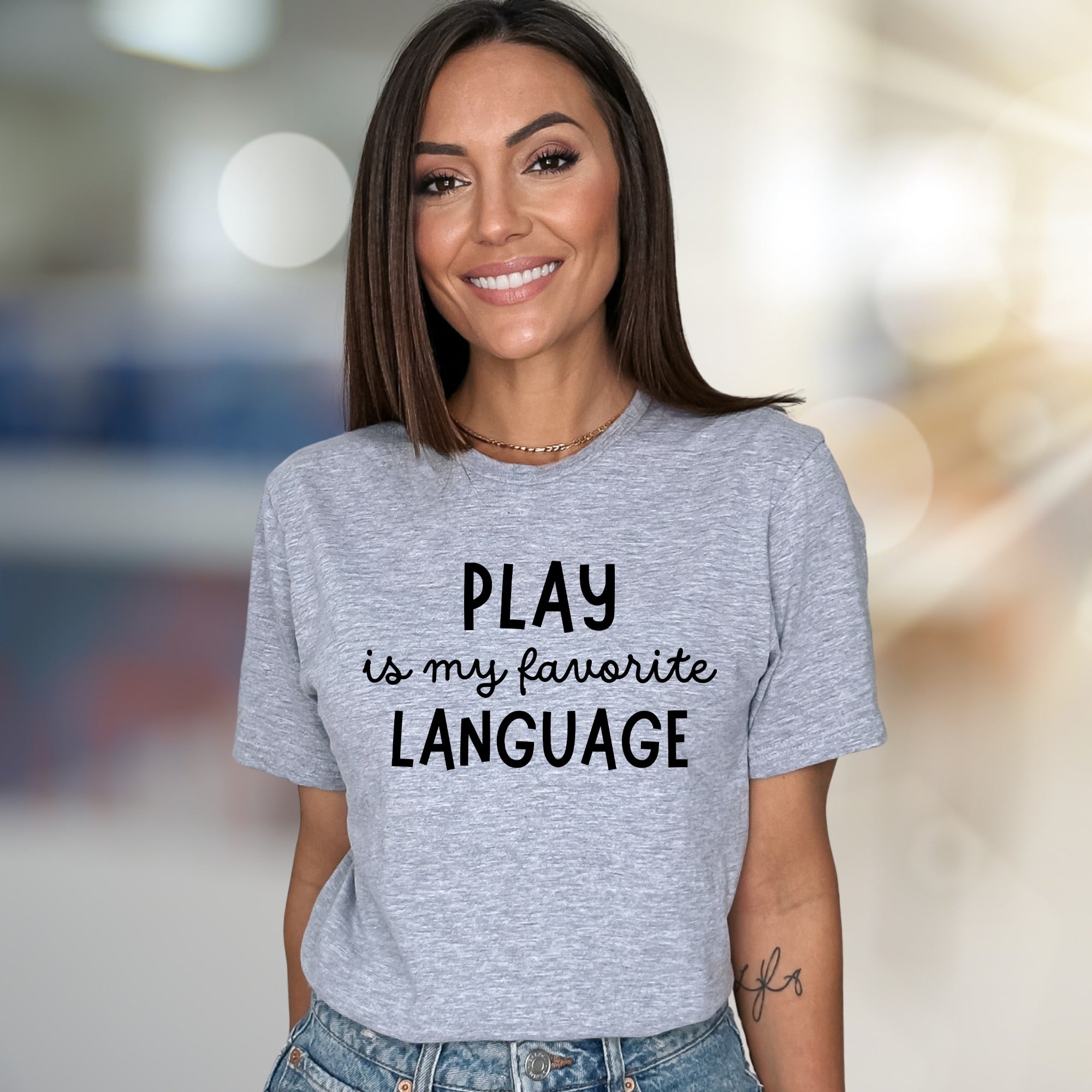 “PLAY is my favorite LANGUAGE” Fun Saying Graphic Tee, a Playful Pick for Every Enthusiast