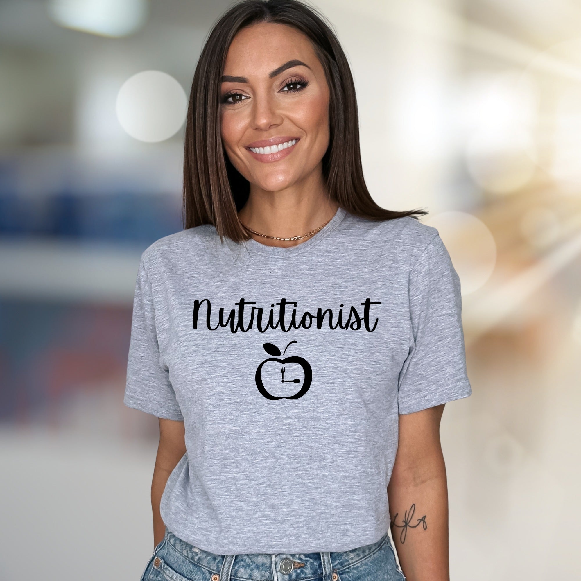"Nutritionist" Apple Fork Spoon Graphic Tee, A Health Pro Pick for Wellness Advocates