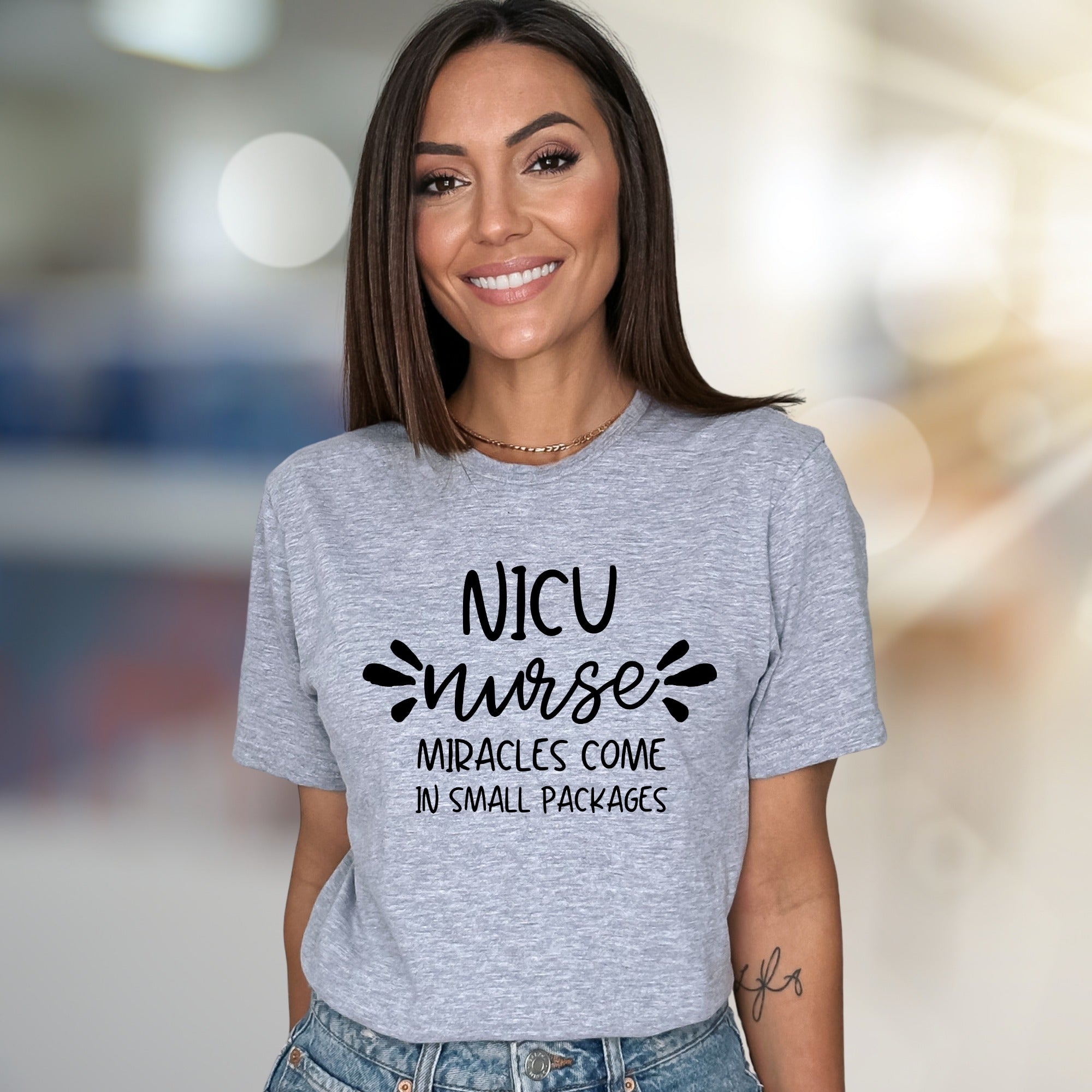 "NICU Nurse Miracles Come in Small Packages" Appreciation Graphic Tee, a Heartfelt Gift for Healthcare Heroes