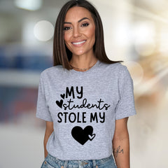 "MY Students Stole My Heart" Teacher Appreciation Graphic Tee, a Delightful School Day Pick for Educators