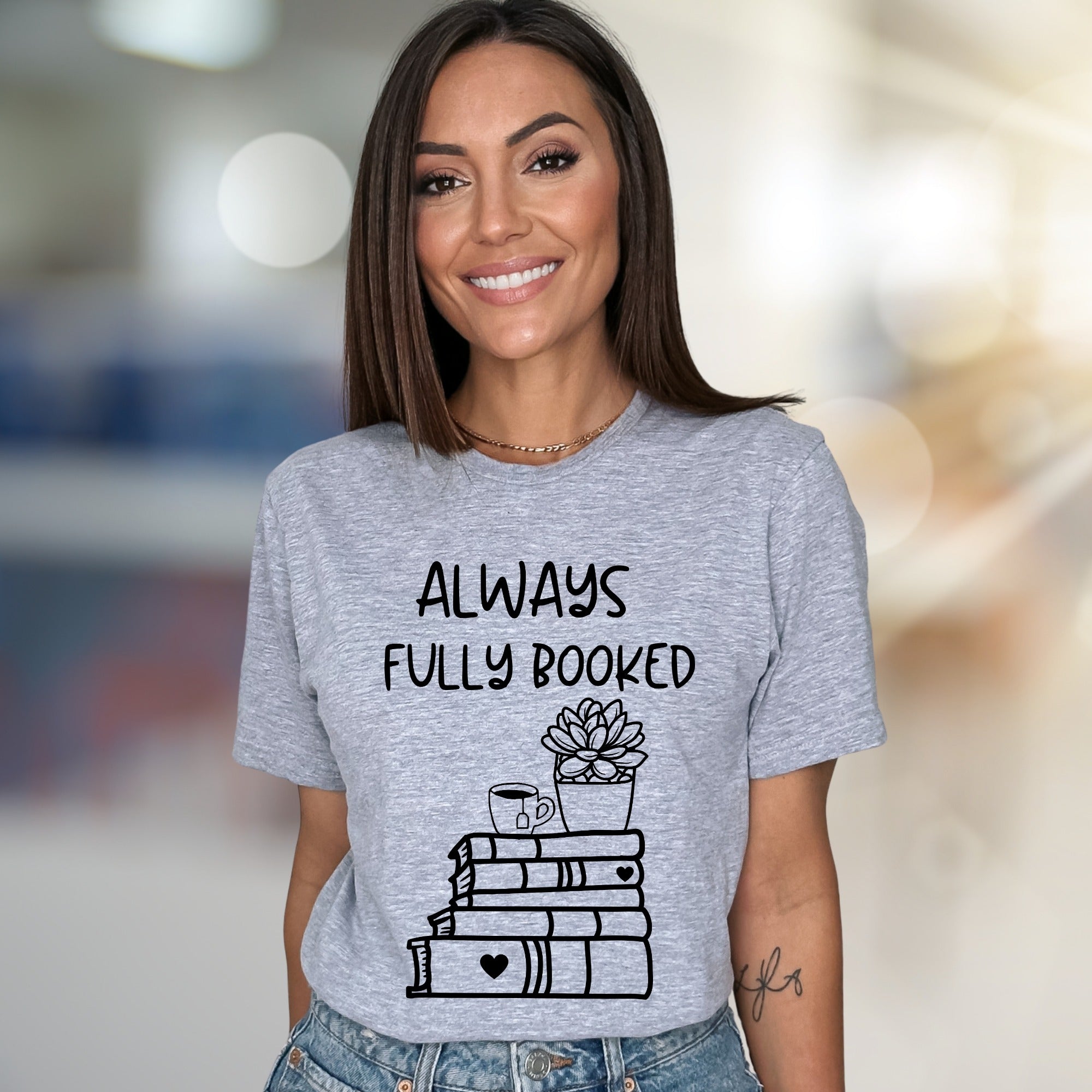 "Always Fully Booked" Bookworm Graphic Tee, a Cozy Literary Pick for Readers