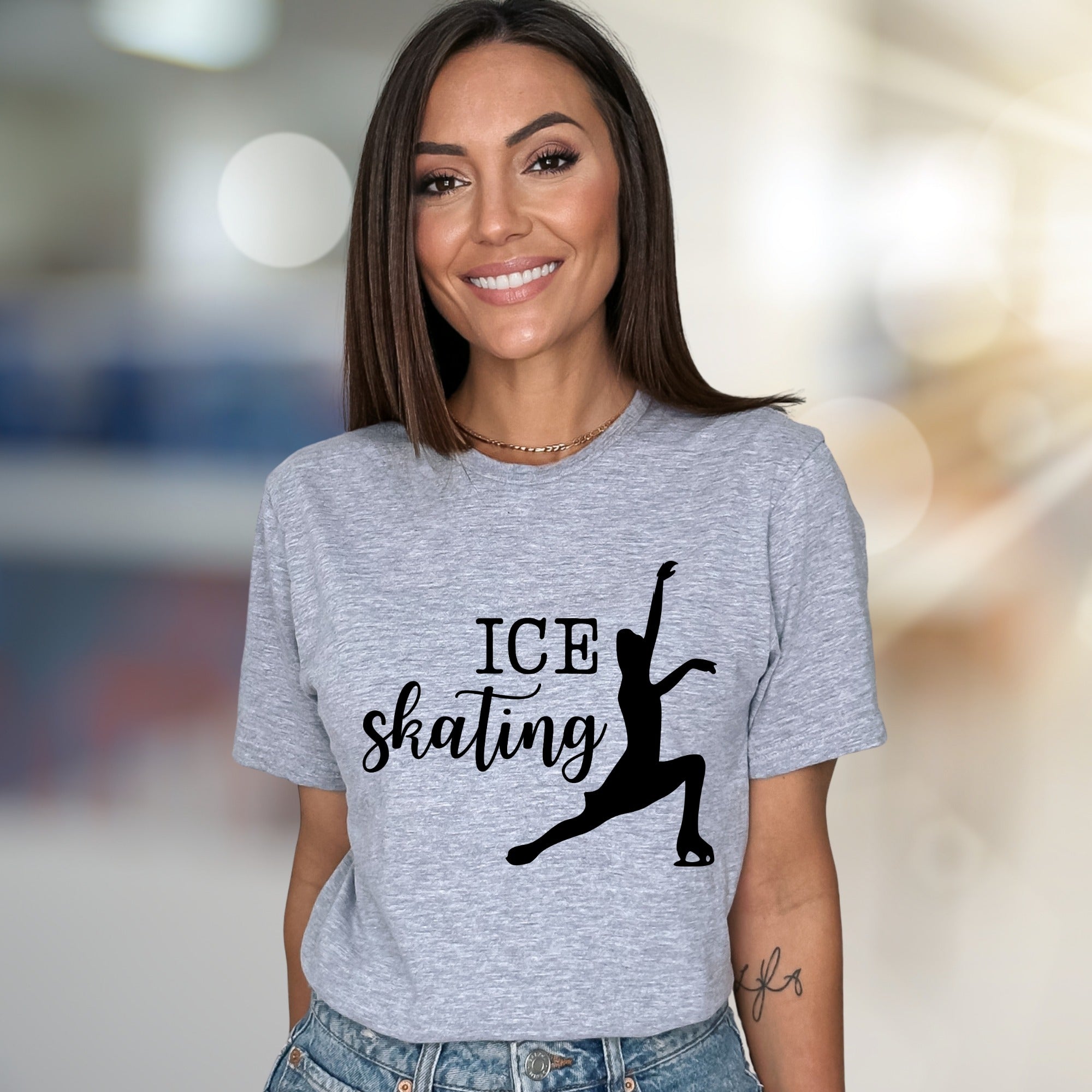 “ICE Skating” Elegant Skater Graphic Tee, a Winter Sports Pick for Enthusiasts