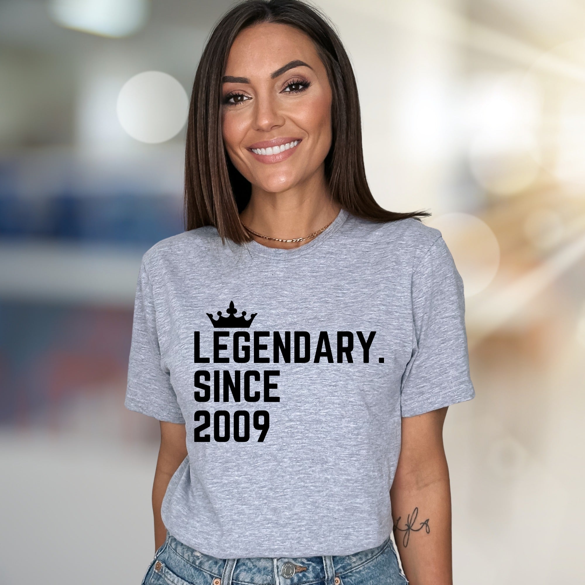 "Legendary Since 2009" Crown Graphic Tee, a Birthday Vibe Pick for Everyone
